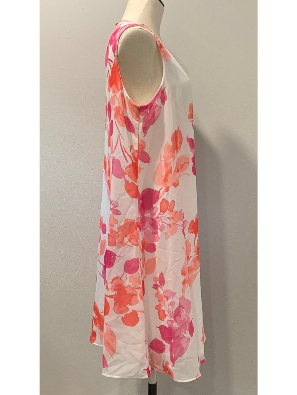JH Jessica Howard Sleeveless Shift Dress Sz 14 Floral Lined Keyhole Pink Orange - Picture 3 of 16